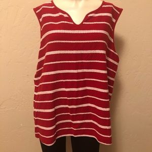 Croft & Barrow red white striped tank top XXL